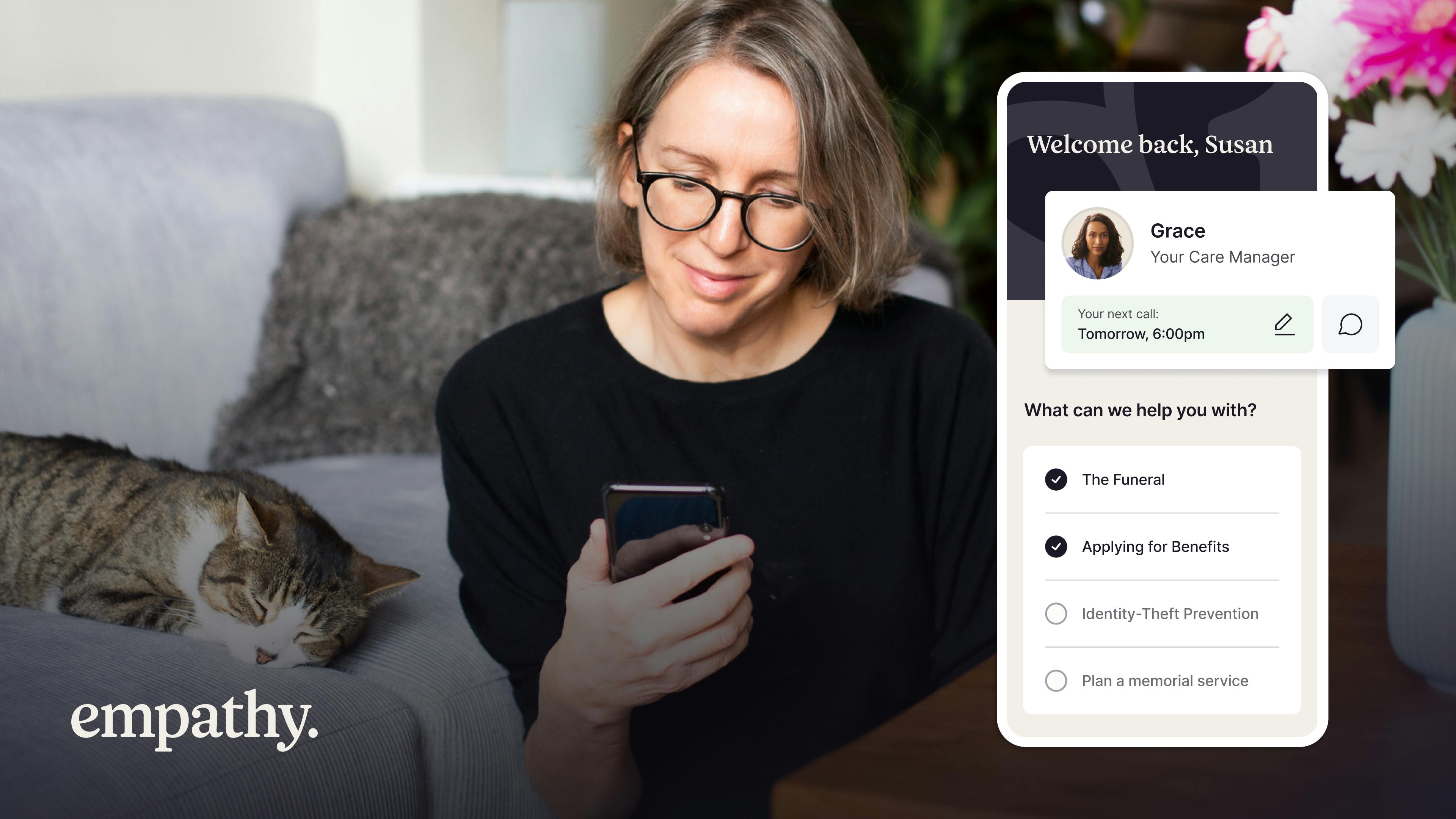 Susan using the Empathy app, displaying the Empathy app welcome screen