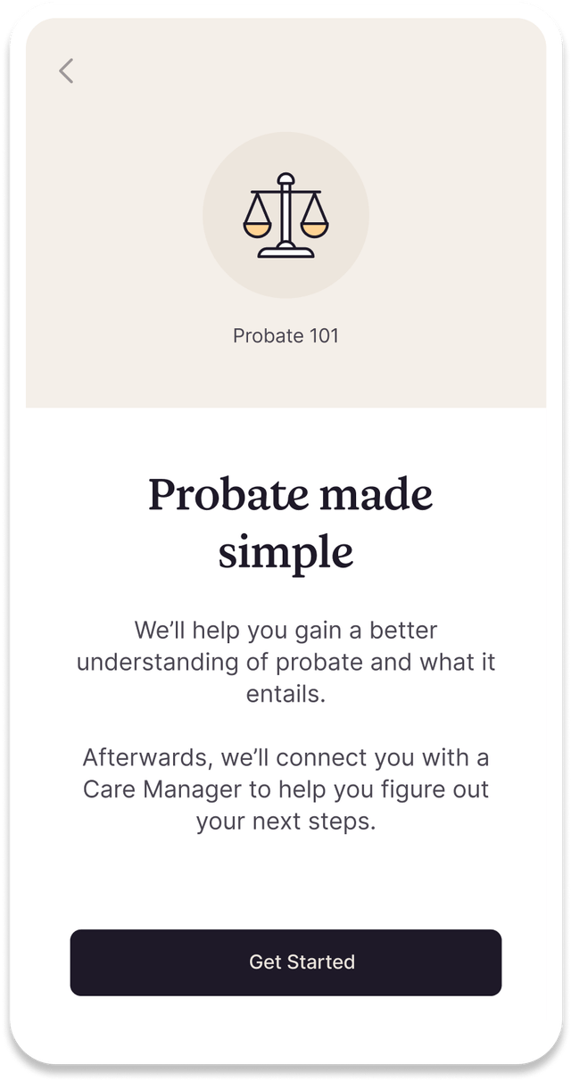 Screen image of Probate Navigator