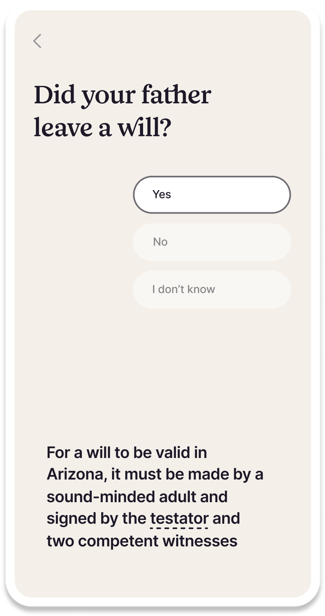 Screen image of the will