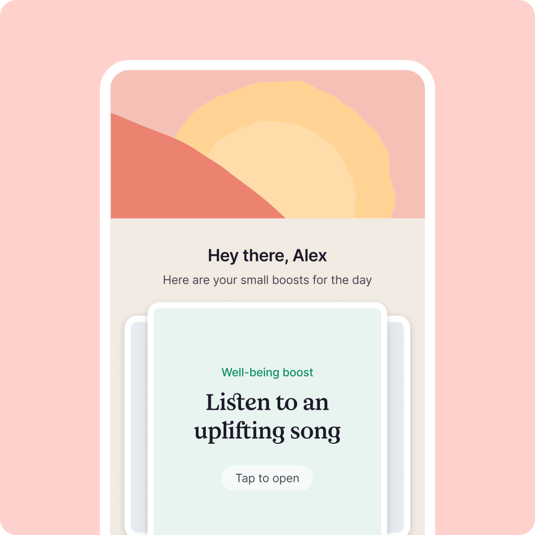 Home screen with a greeting to the user and a checklist