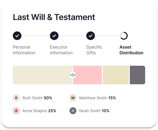 A media interface featuring a video player. The main video is titled "Property in your Will," with a still image of a woman speaking. Below it, there is a section labeled "More to discover" with three additional video thumbnails: "Healthcare proxies", "Executors 101", and "Children & guardians", each featuring different individuals.