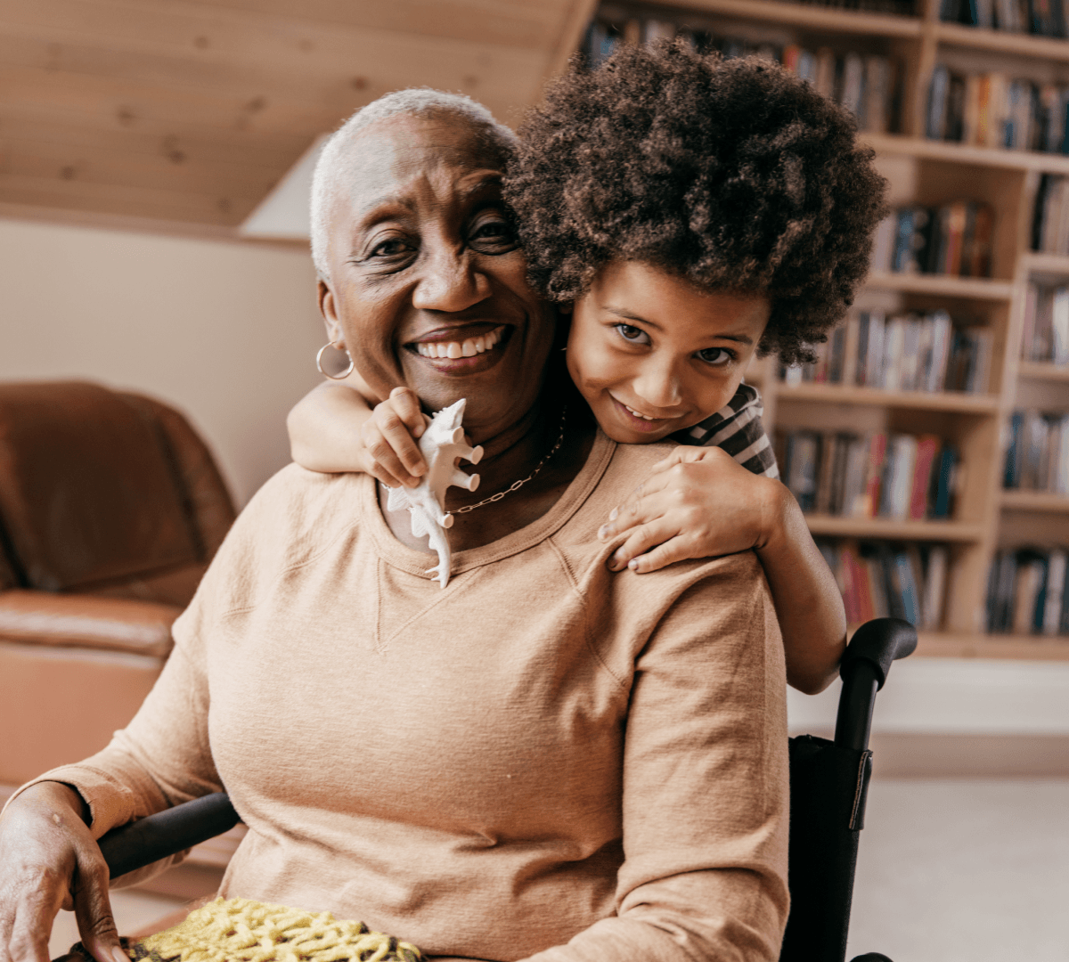 Older woman with grandson